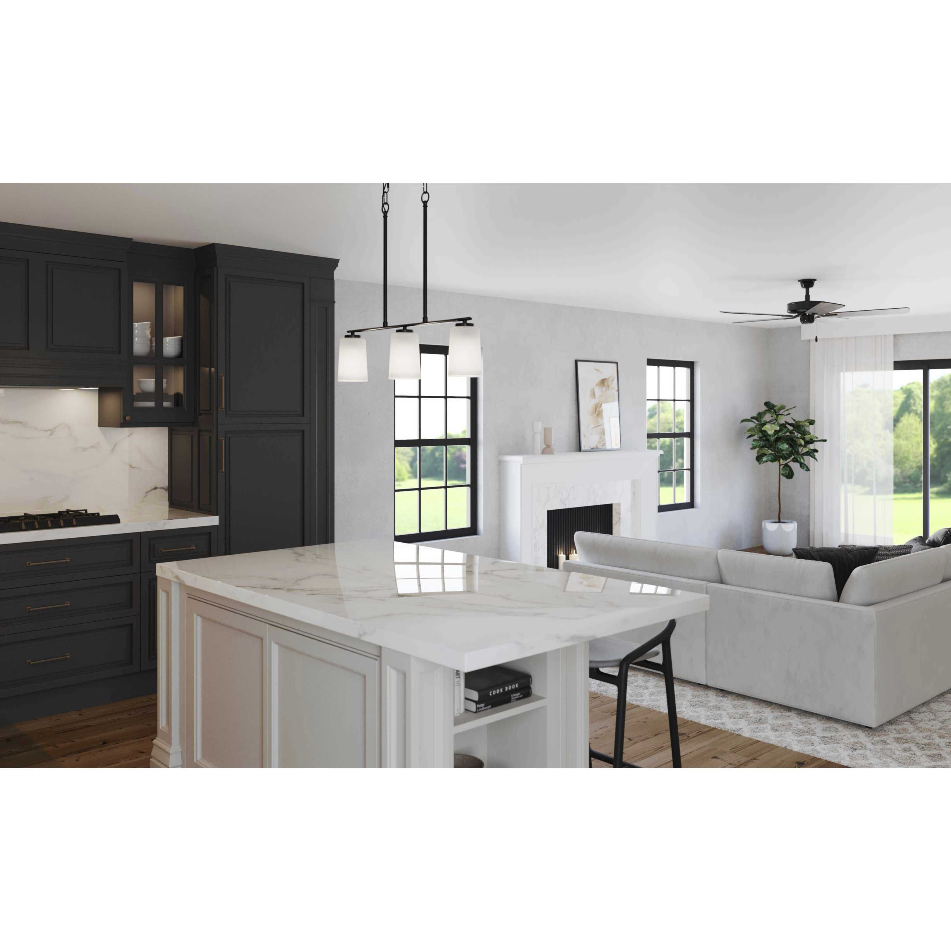 Adley 3 Light 26 inch Matte Black Linear Chandelier Ceiling Light