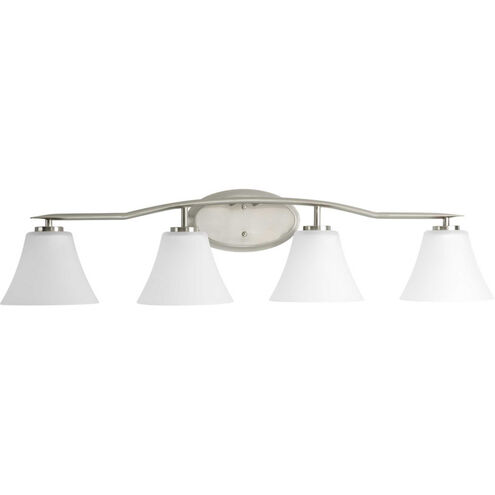 Bravo 4 Light 37 inch Brushed Nickel Bath Vanity Wall Light in Bulbs Not Included, Etched
