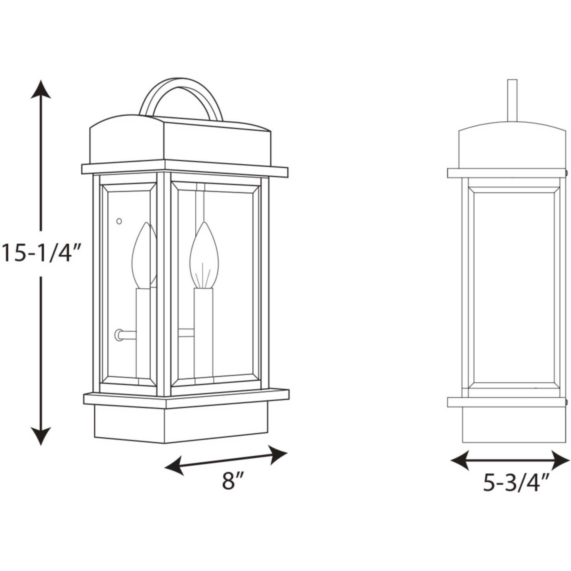 Santee 2 Light 15 inch Matte Black Outdoor Wall Lantern, Medium, Design Series