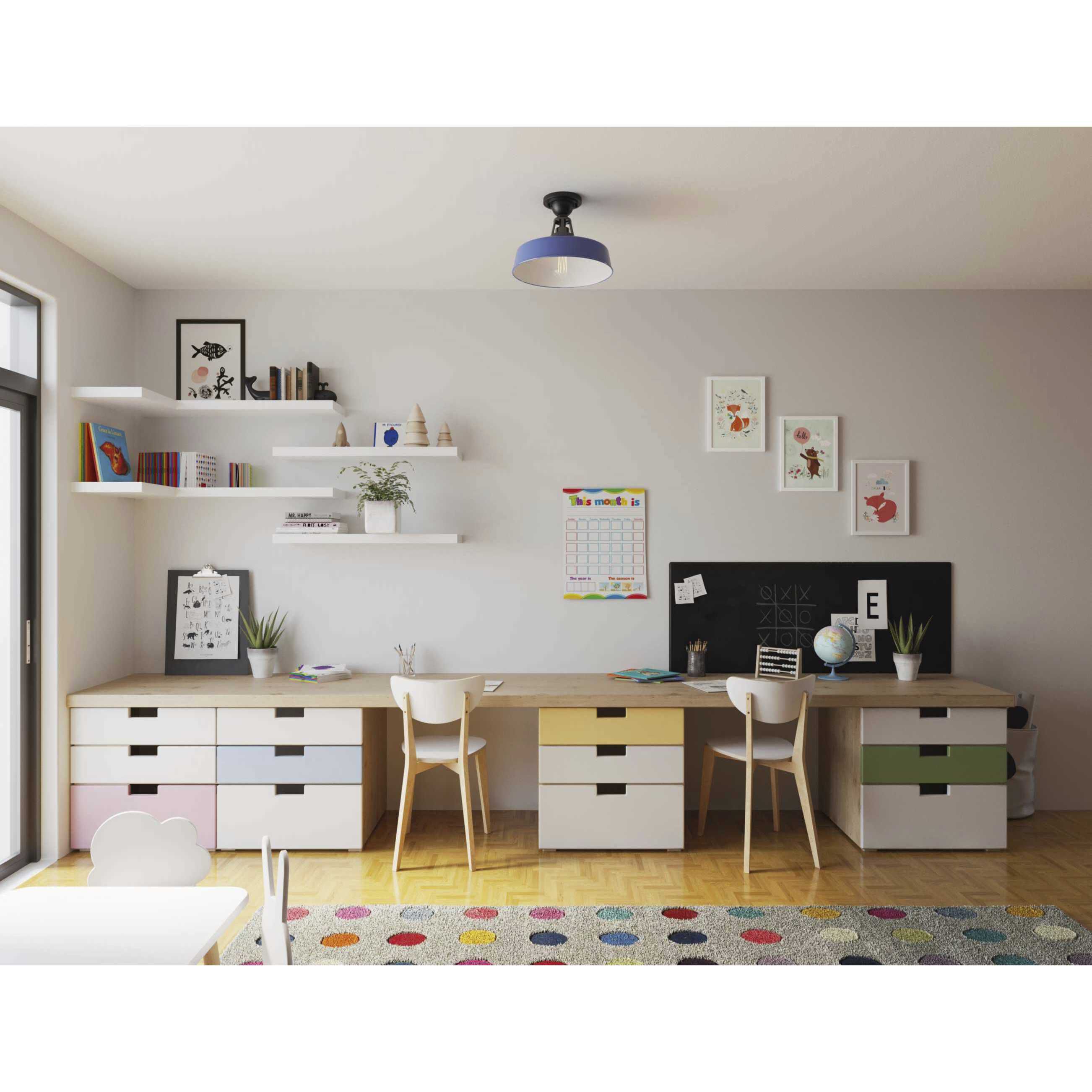 Cedar Springs 1 Light 13 inch Navy Outdoor Semi-Flush Mount