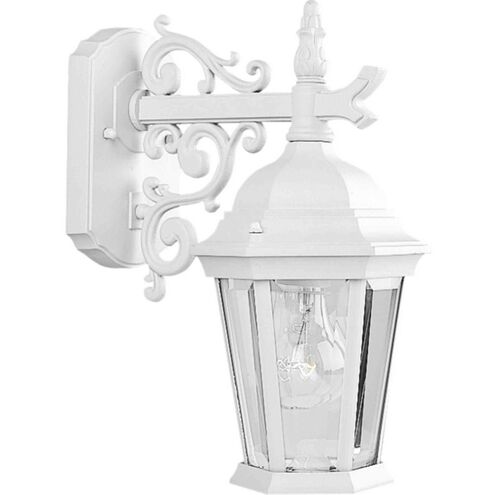 Welbourne 1 Light 13 inch Textured White Outdoor Wall Lantern in Clear Beveled, Standard, Small
