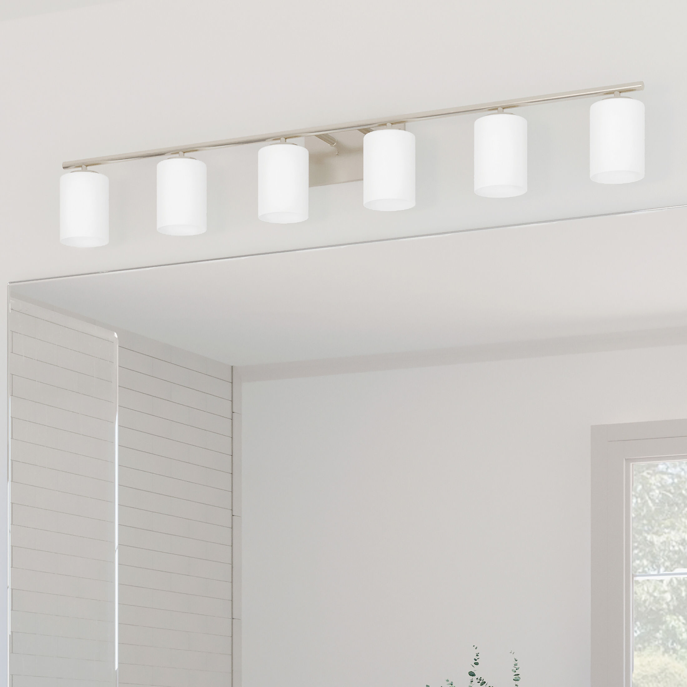 Replay 6 Light 48 inch Brushed Nickel Bath Vanity Wall Light