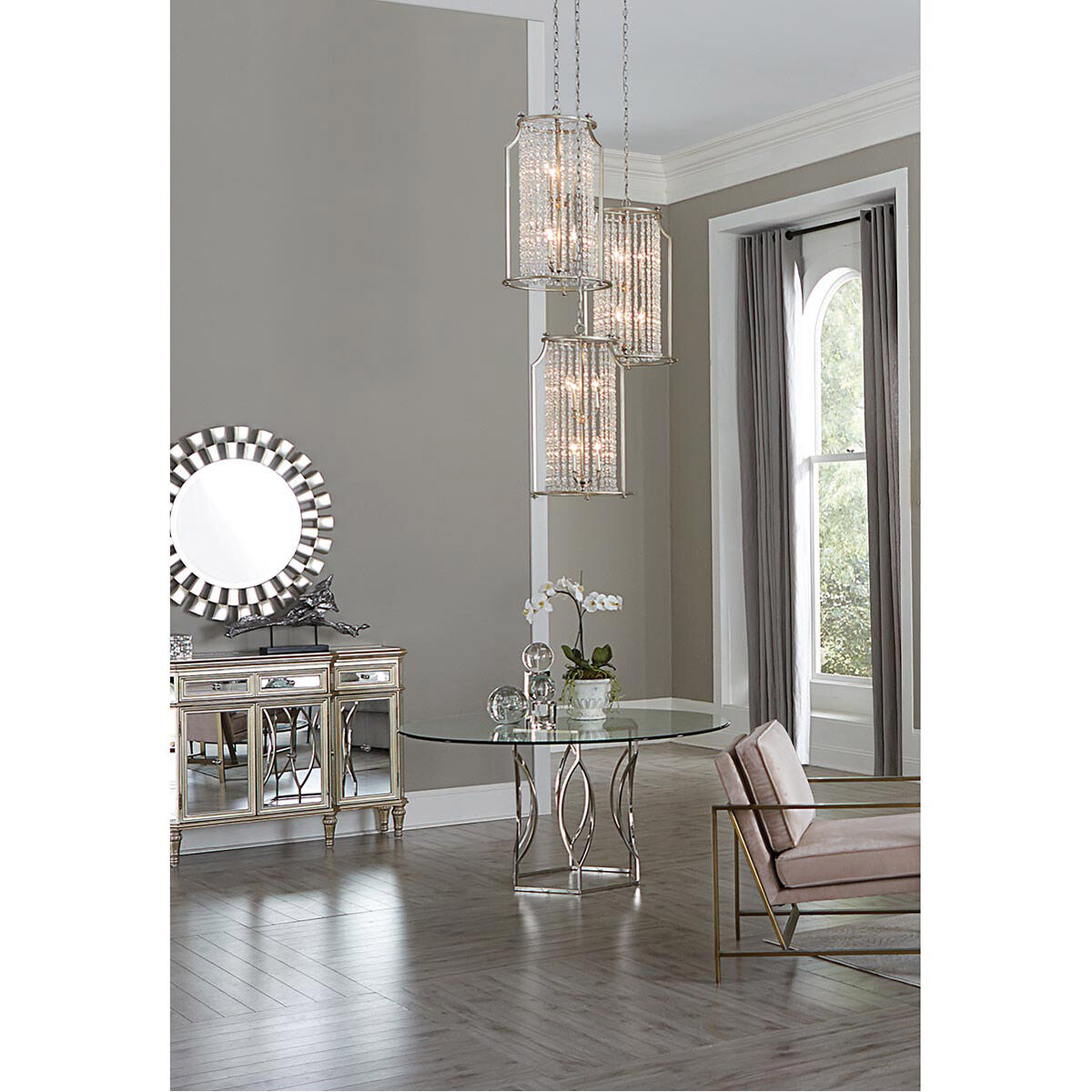 Desiree 6 Light 17.88 inch Silver Ridge Pendant Ceiling Light, Design Series