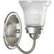 Economy Fluted Glass 1 Light 4.88 inch Brushed Nickel Bath Vanity Wall Light in Clear Prismatic