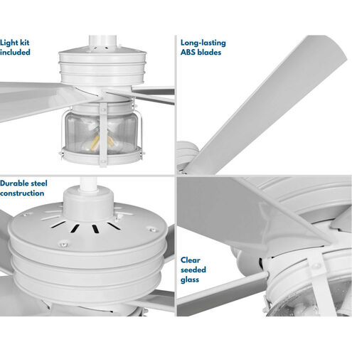 Midvale 56 inch Satin White with White Blades Outdoor Ceiling Fan
