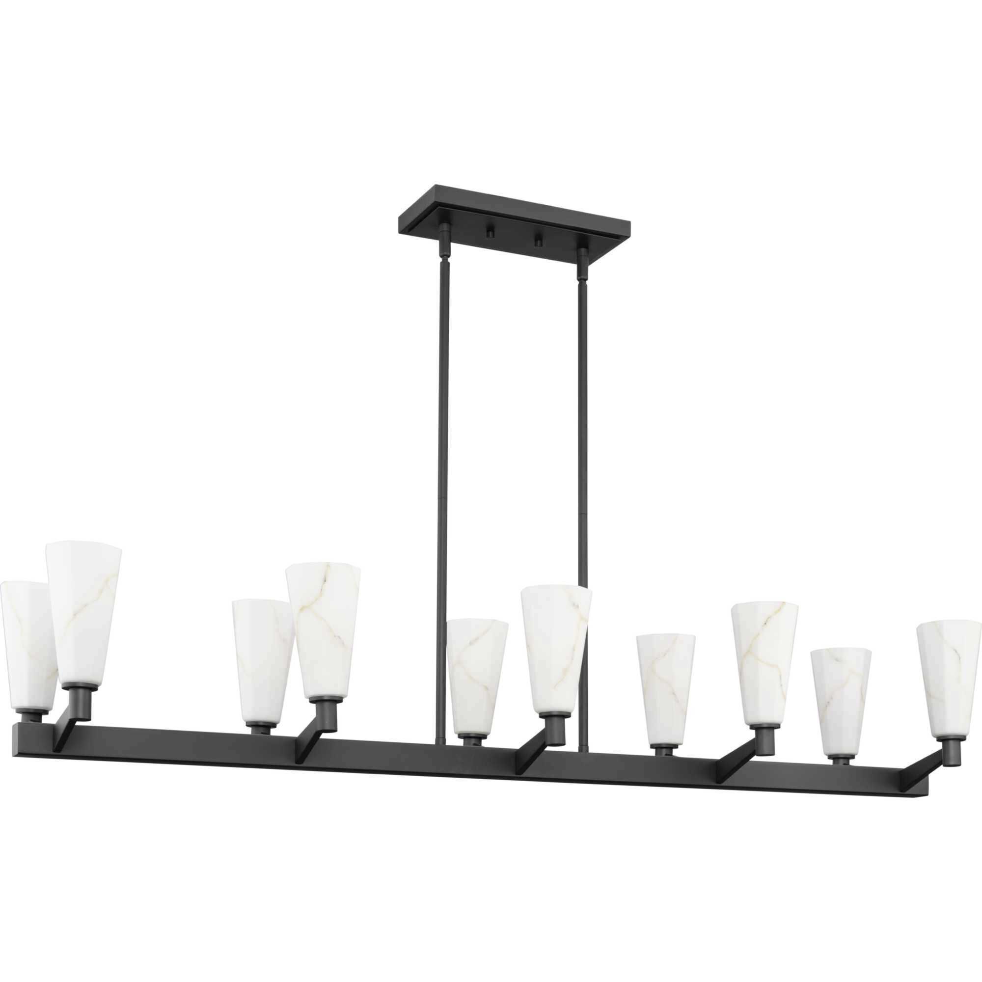 Tosca 10 Light 50 inch Matte Black Linear Chandelier Ceiling Light, Design Series