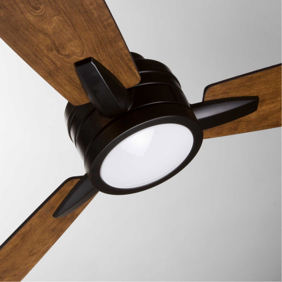 Gaze 60 inch Antique Bronze with Walnut/Cherry Blades Ceiling Fan, Progress LED