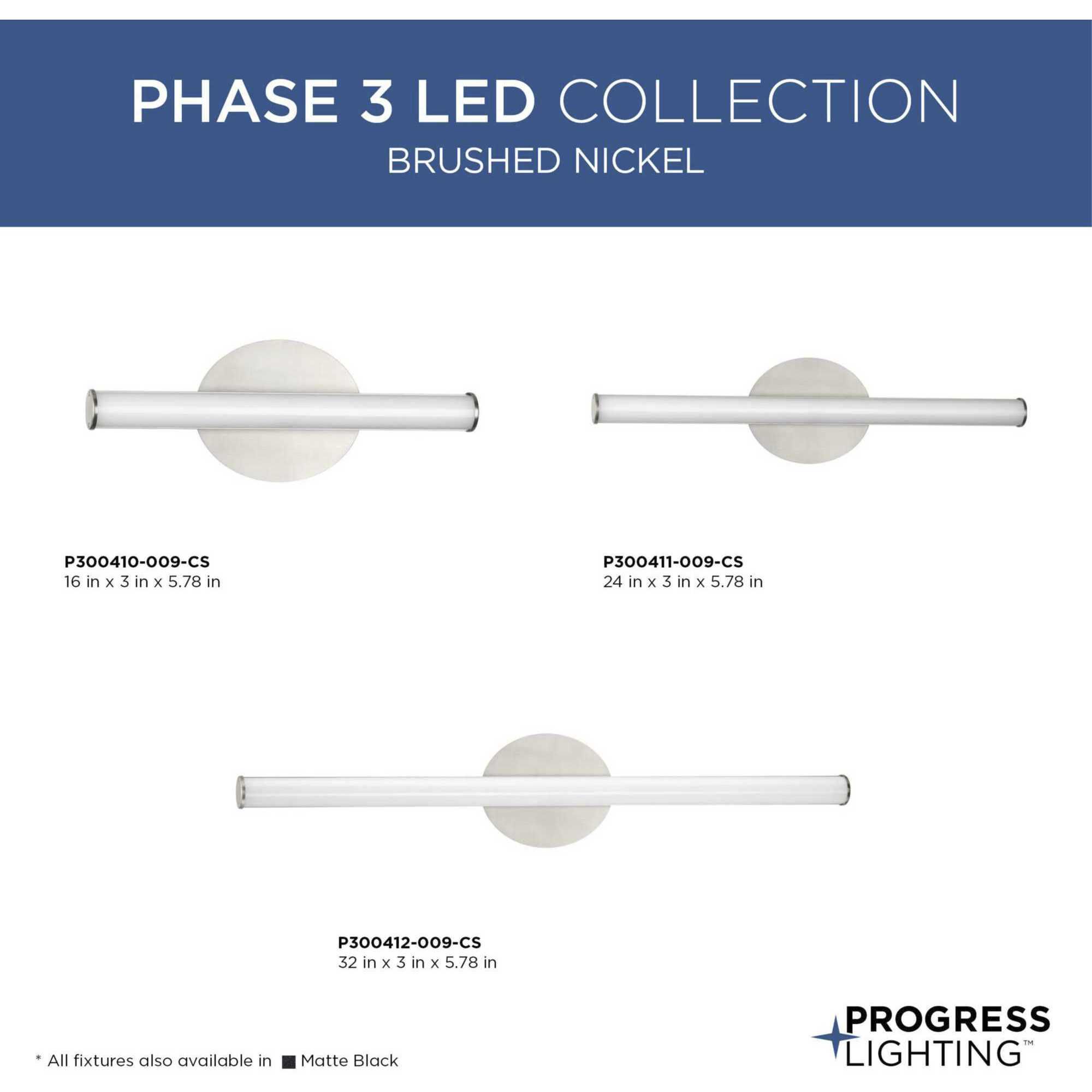 Phase 3 LED LED 16 inch Brushed Nickel Vanity Light Wall Light