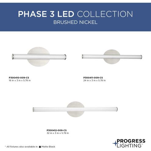 Phase 3 LED LED 32 inch Brushed Nickel Vanity Light Wall Light