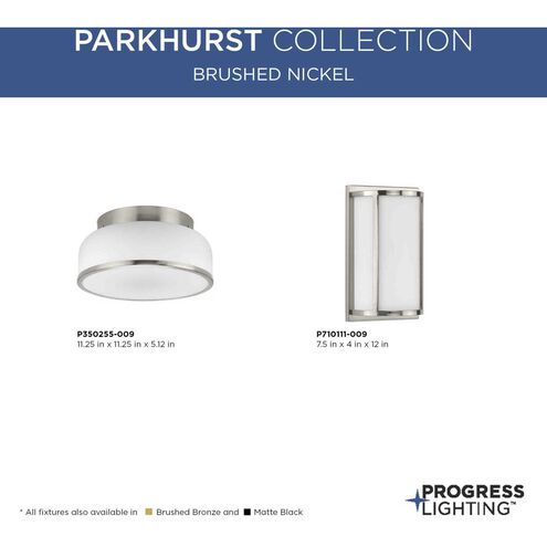 Parkhurst 2 Light 11.25 inch Brushed Nickel Flush Mount Ceiling Light