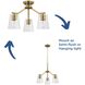 Vertex 3 Light 18 inch Brushed Gold Convertible Chandelier Ceiling Light