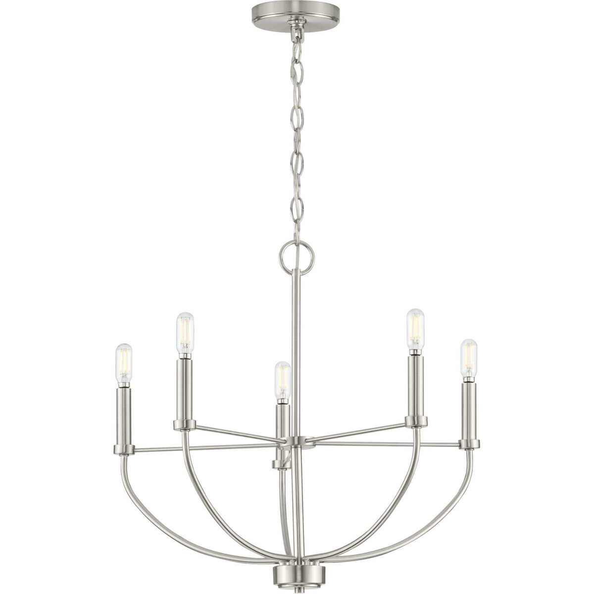 Leyden 5 Light 22 inch Brushed Nickel Chandelier Ceiling Light