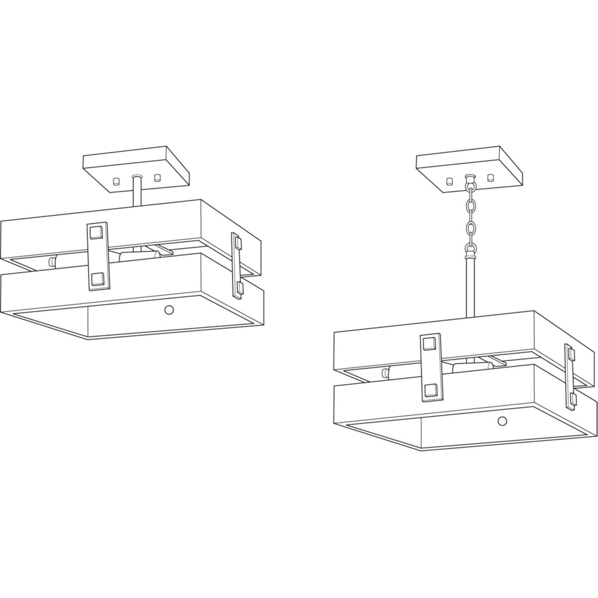 Hemsworth 2 Light 14 inch Textured Black Semi-Flush Mount Ceiling Light