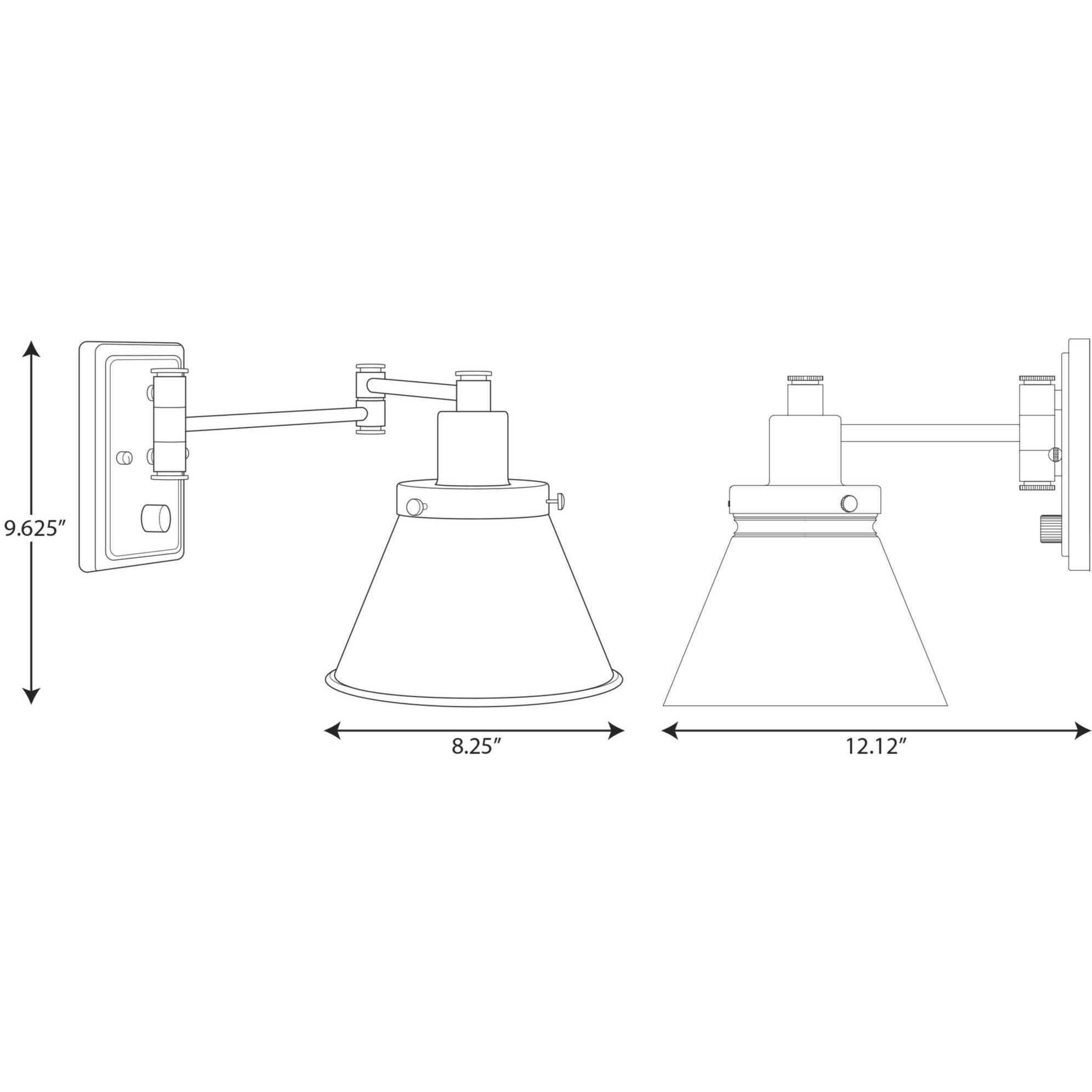 Hinton 12 inch 60.00 watt Vintage Brass Swing Arm Wall Light