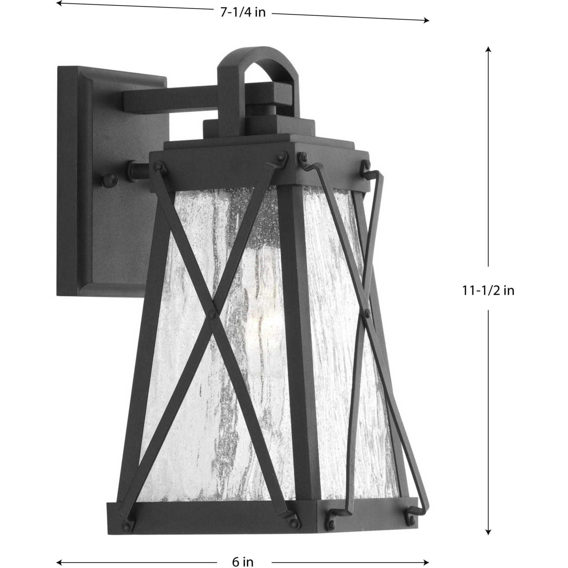 Creighton 1 Light 12 inch Textured Black Outdoor Wall Lantern, Small, Design Series
