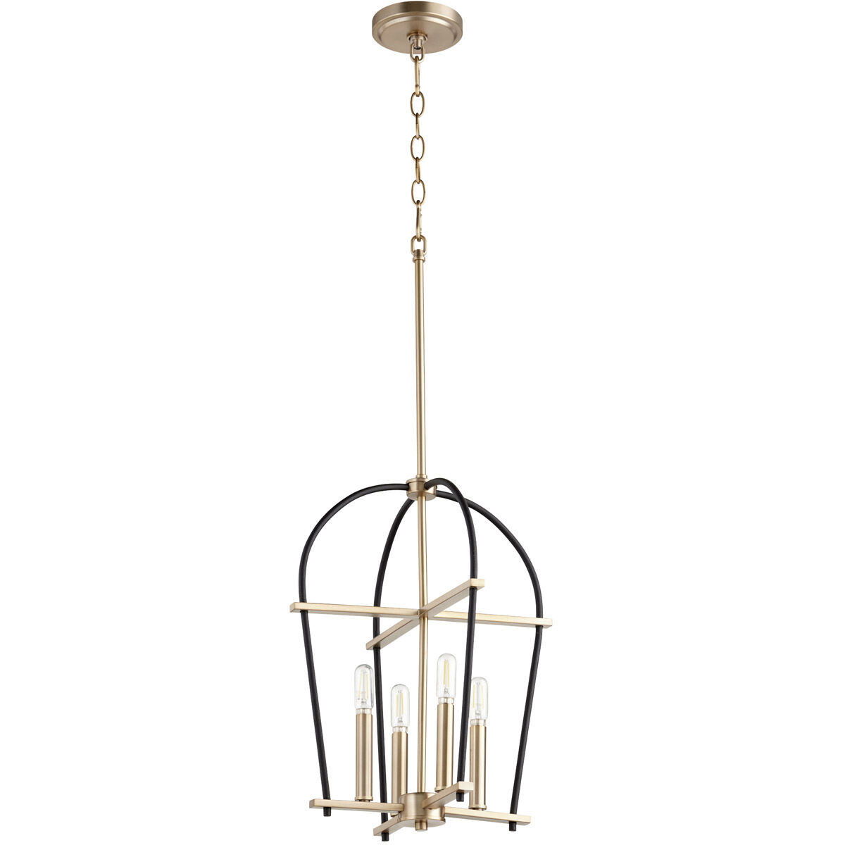 Espy 4 Light 14.25 inch Noir and Aged Brass Mini Chandelier Ceiling Light