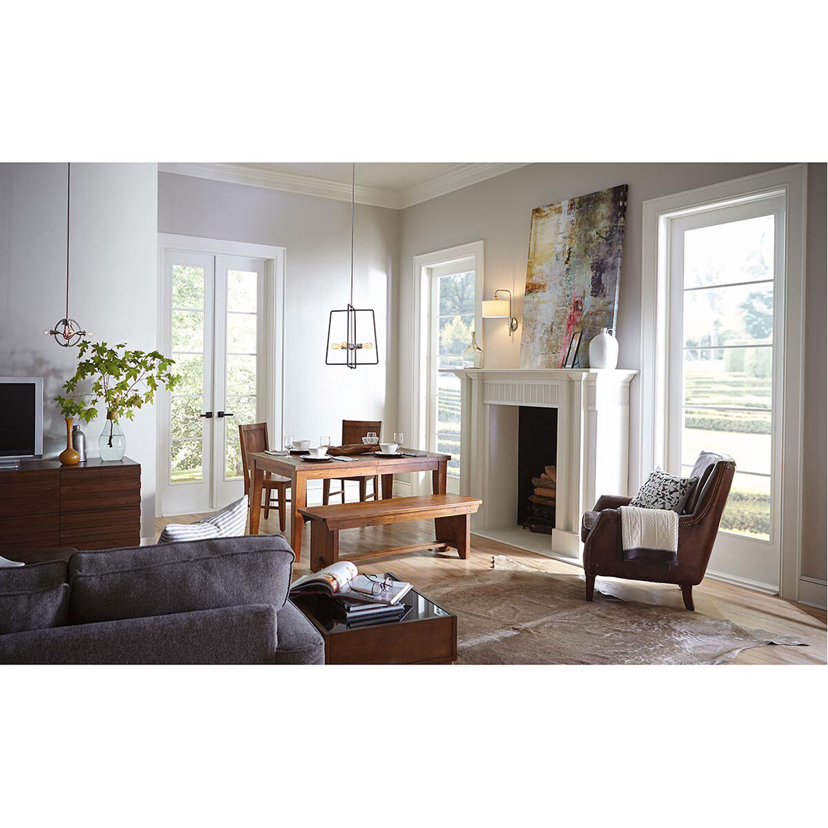 Re-Bar 4 Light 21.88 inch Polished Chrome Pendant Ceiling Light, Design Series