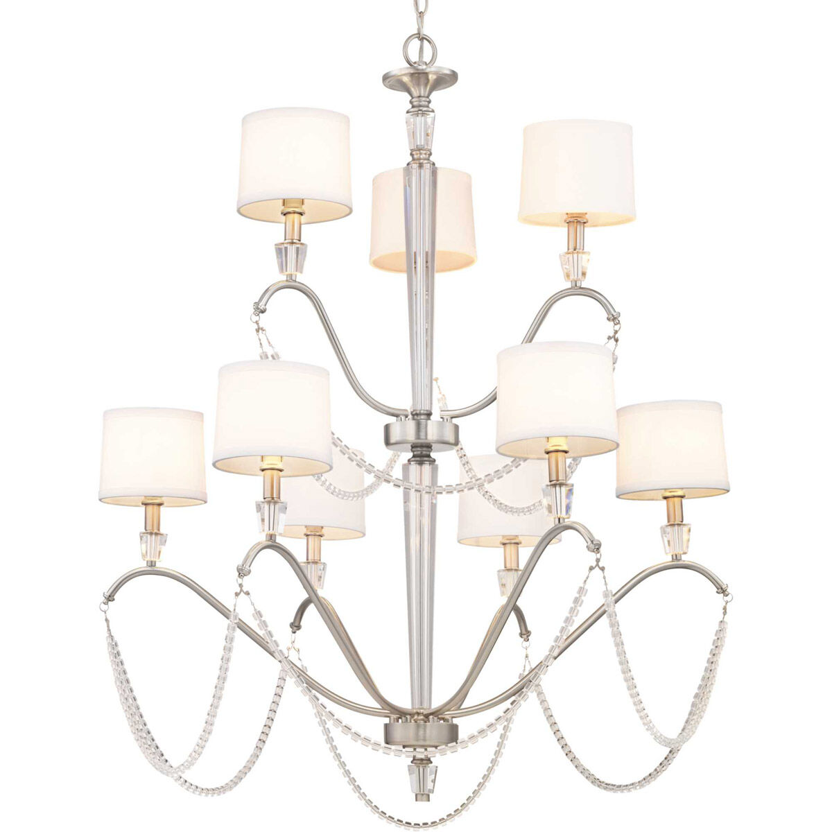 Stratham 9 Light 35.13 inch Brushed Nickel Chandelier Ceiling Light, Design Series