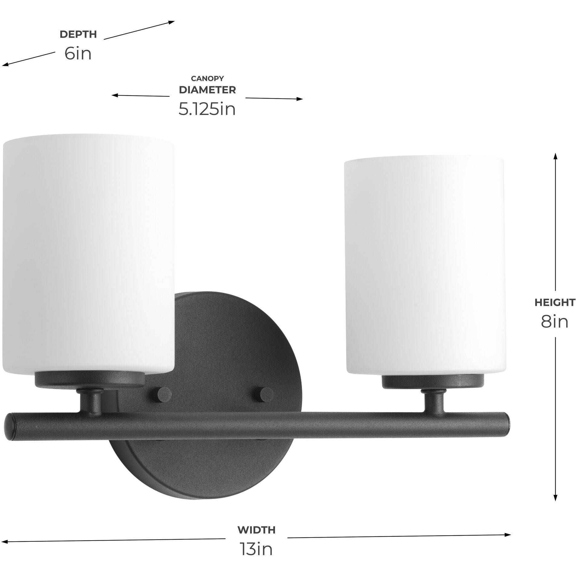 Replay 2 Light 13 inch Black Bath Vanity Wall Light