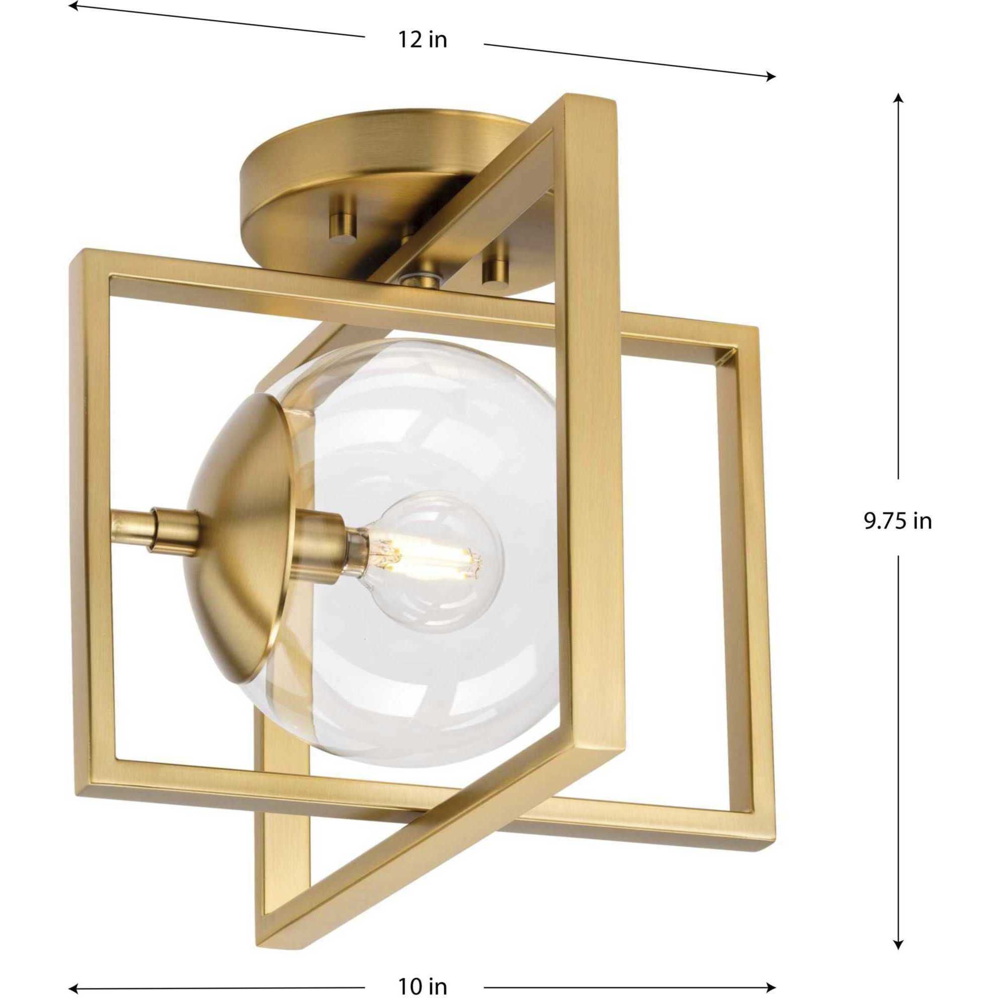 Atwell 1 Light 10 inch Brushed Bronze Semi-Flush Mount Ceiling Light