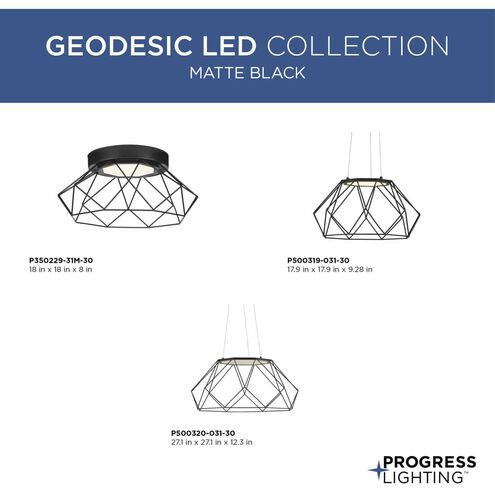 Geodesic LED LED 27 inch Matte Black Pendant Ceiling Light, Progress LED