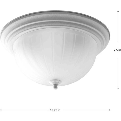 Melon 3 Light 15 inch White Flush Mount Ceiling Light in Textured White, Standard