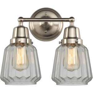 Aditi Chatham 2 Light 14.25 inch Brushed Satin Nickel Bath Vanity Light Wall Light, Aditi