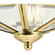 Beveled Glass 3 Light 9.75 inch Polished Brass Flush Mount Ceiling Light