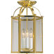 Flat Glass 3 Light 9 inch Polished Brass Hall & Foyer Ceiling Light