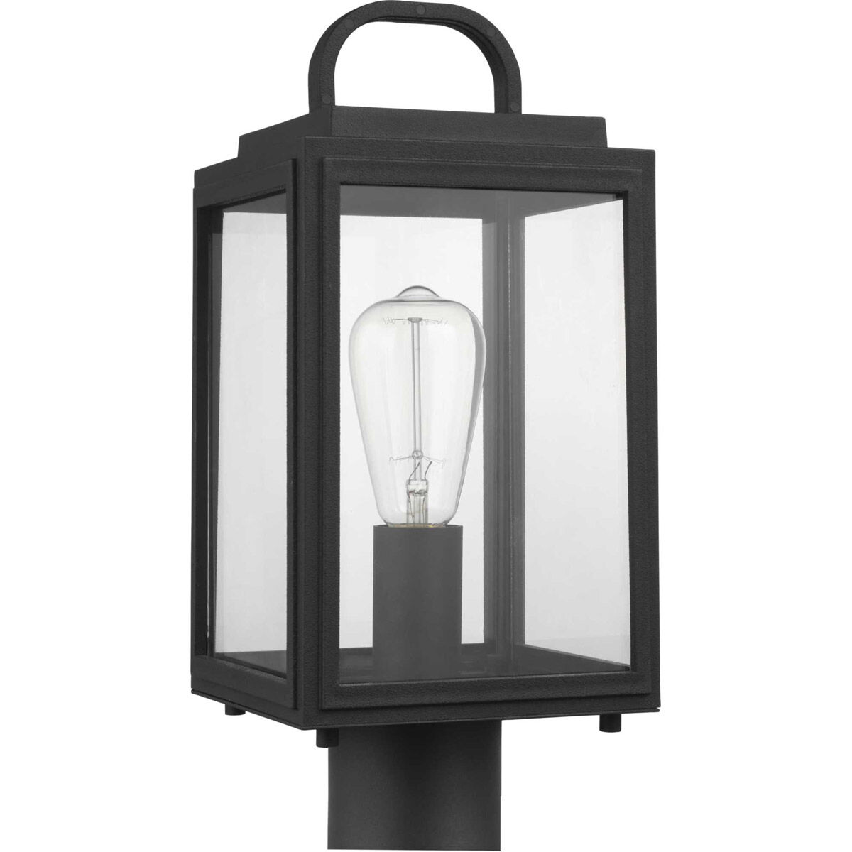 Grandbury 1 Light 16 inch Textured Black Outdoor Post Lantern, with DURASHIELD