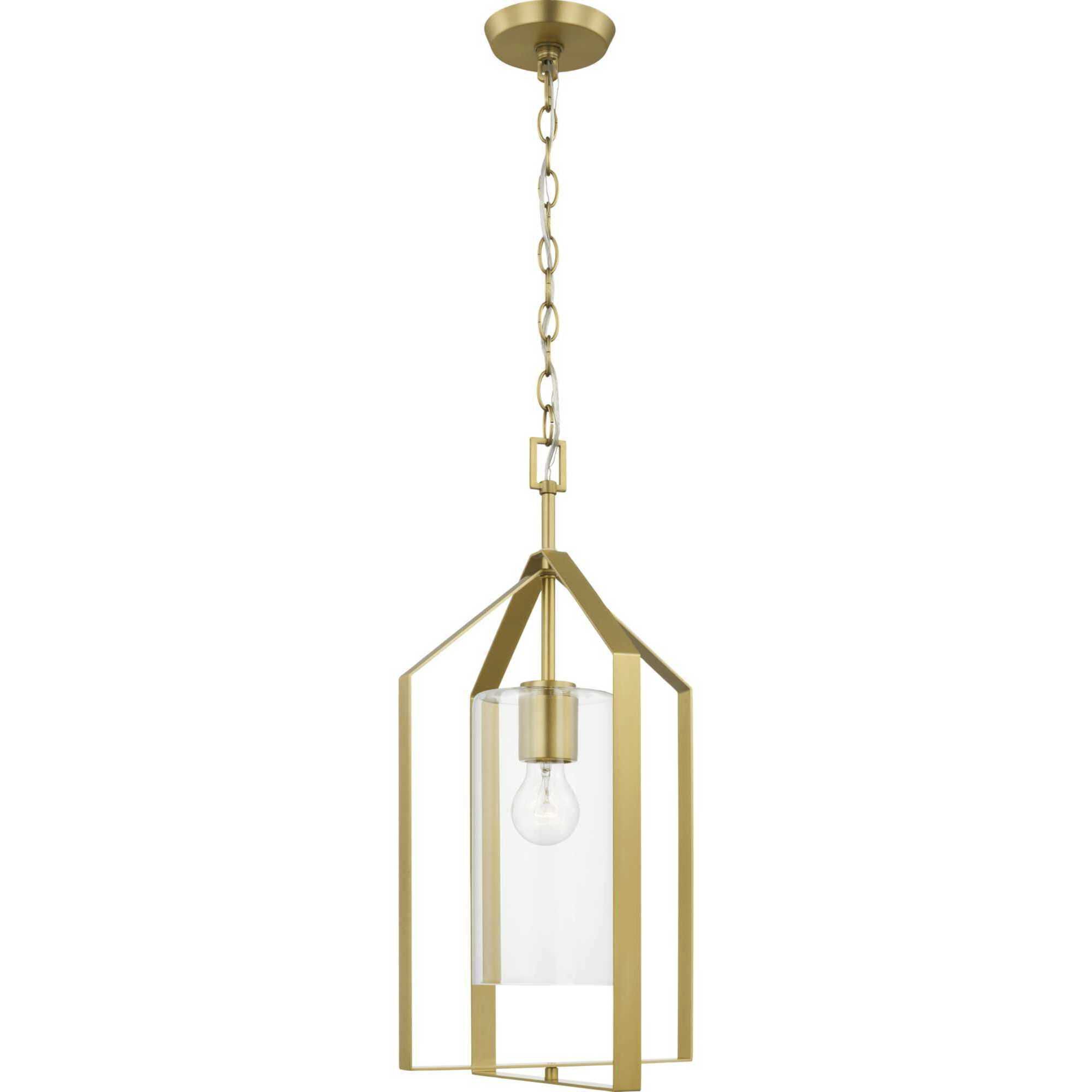 Vertex 1 Light 12 inch Brushed Gold Foyer Light Ceiling Light