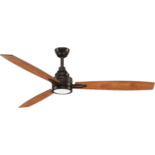 Gaze 60 inch Antique Bronze with Walnut/Cherry Blades Ceiling Fan, Progress LED