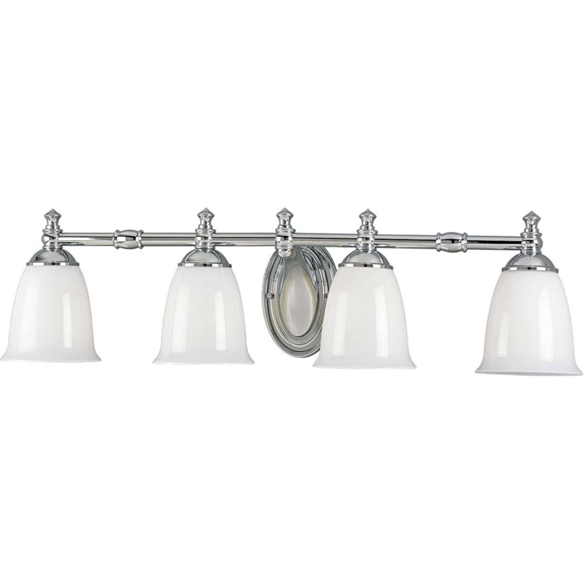 Victorian 4 Light 33 inch Polished Chrome Bath Vanity Wall Light, Delta