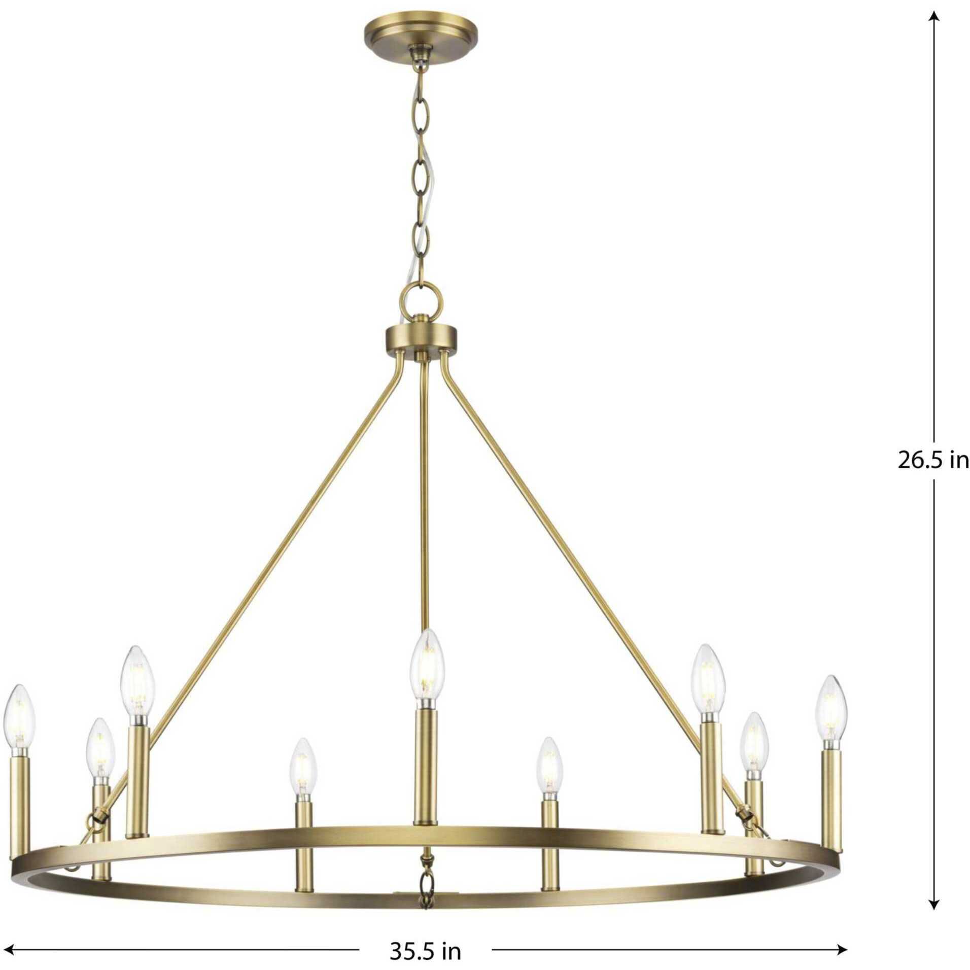 Gilliam 9 Light 35.5 inch Vintage Brass Chandelier Ceiling Light