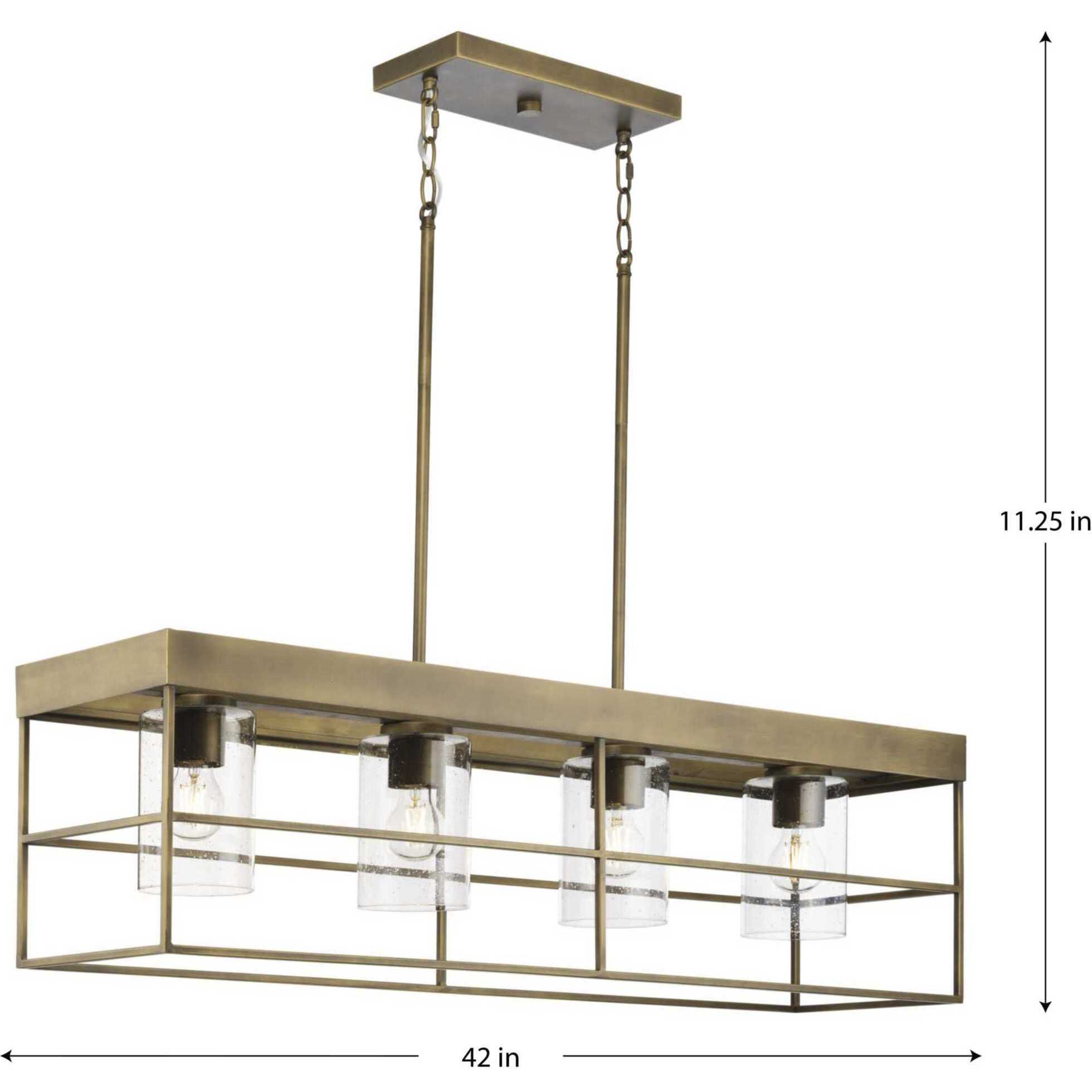Burgess 4 Light 42 inch Aged Bronze Linear Chandelier Ceiling Light, Design Series