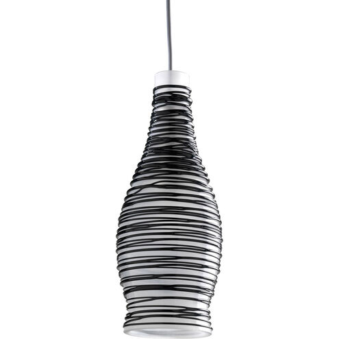Illuma-Flex 1 Light Low Volt Brushed Nickel Flex Track Fixture Ceiling Light in White Glass With Black Pencil Wrap