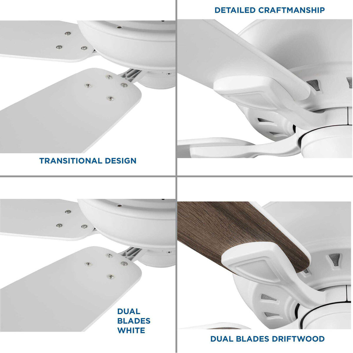 Kennedale 72 inch Satin White with Driftwood/Satin White Blades Ceiling Fan in Matte White