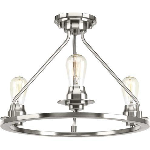 Debut 3 Light 20 inch Brushed Nickel Semi-Flush Mount Convertible Ceiling Light, Design Series