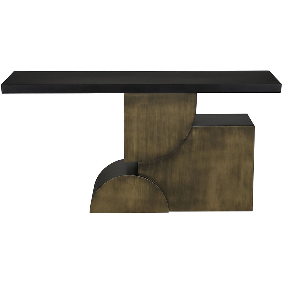 Couture 60 X 18 inch Matte Black and Aged Brass Console