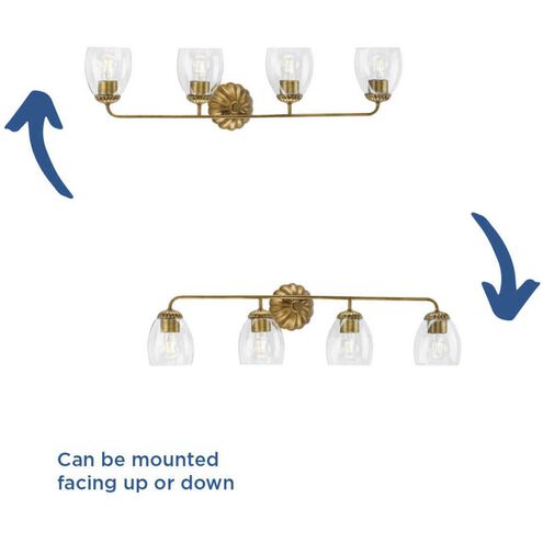 Quillan 4 Light 33.62 inch Gold Ombre Bathroom Vanity Light Wall Light