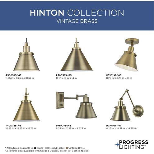 Hinton 1 Light 12 inch Vintage Brass Pendant Ceiling Light