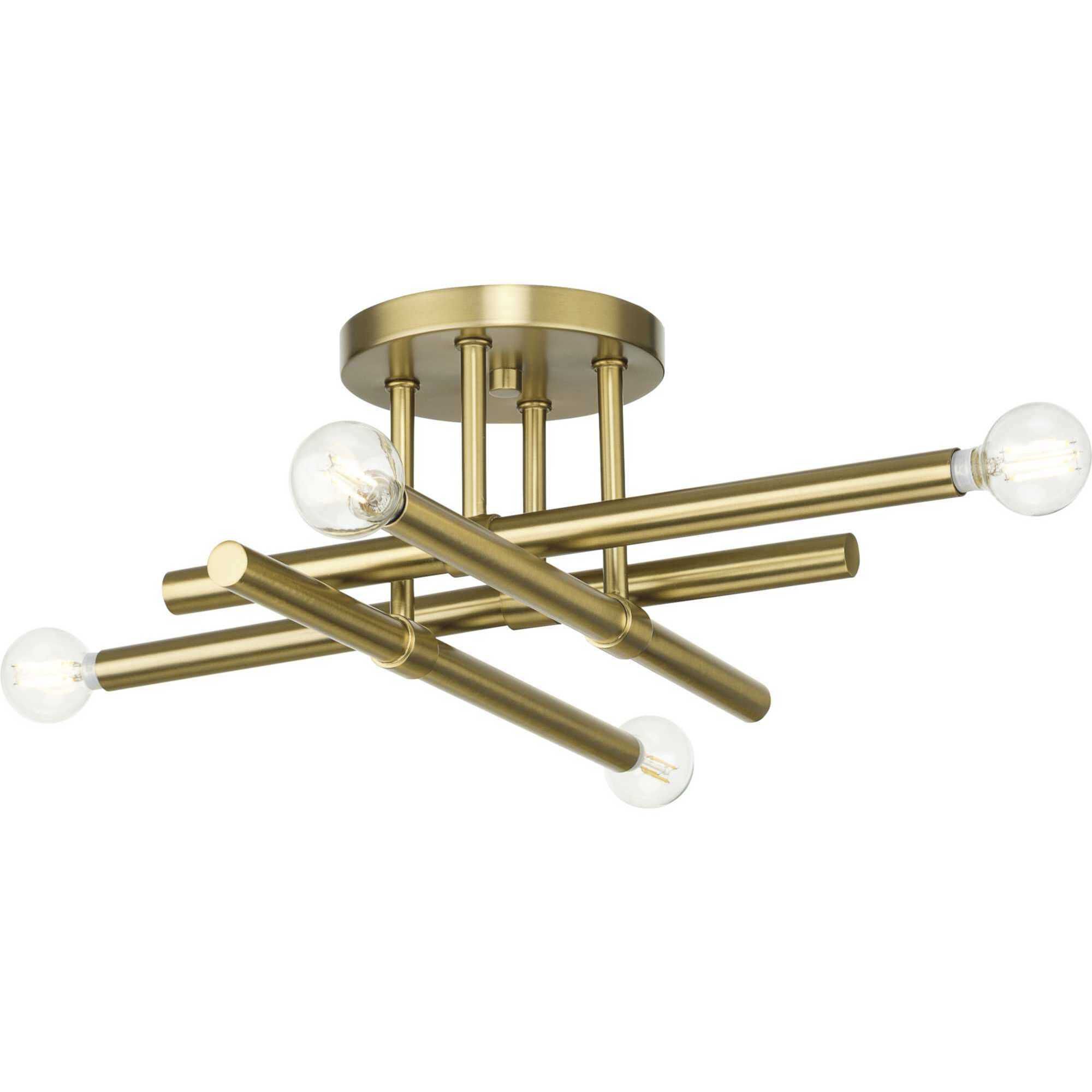 Arya 4 Light 20.12 inch Brushed Gold Semi-Flush Mount Ceiling Light, Design Series