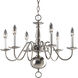Americana 6 Light 25 inch Brushed Nickel Chandelier Ceiling Light