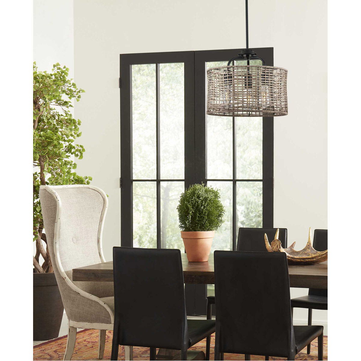 Lavelle 3 Light 16 inch Matte Black Semi Flush Mount Ceiling Light, Pendant Convertible