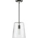Clarion 1 Light Polished Nickel Pendant Ceiling Light, Small