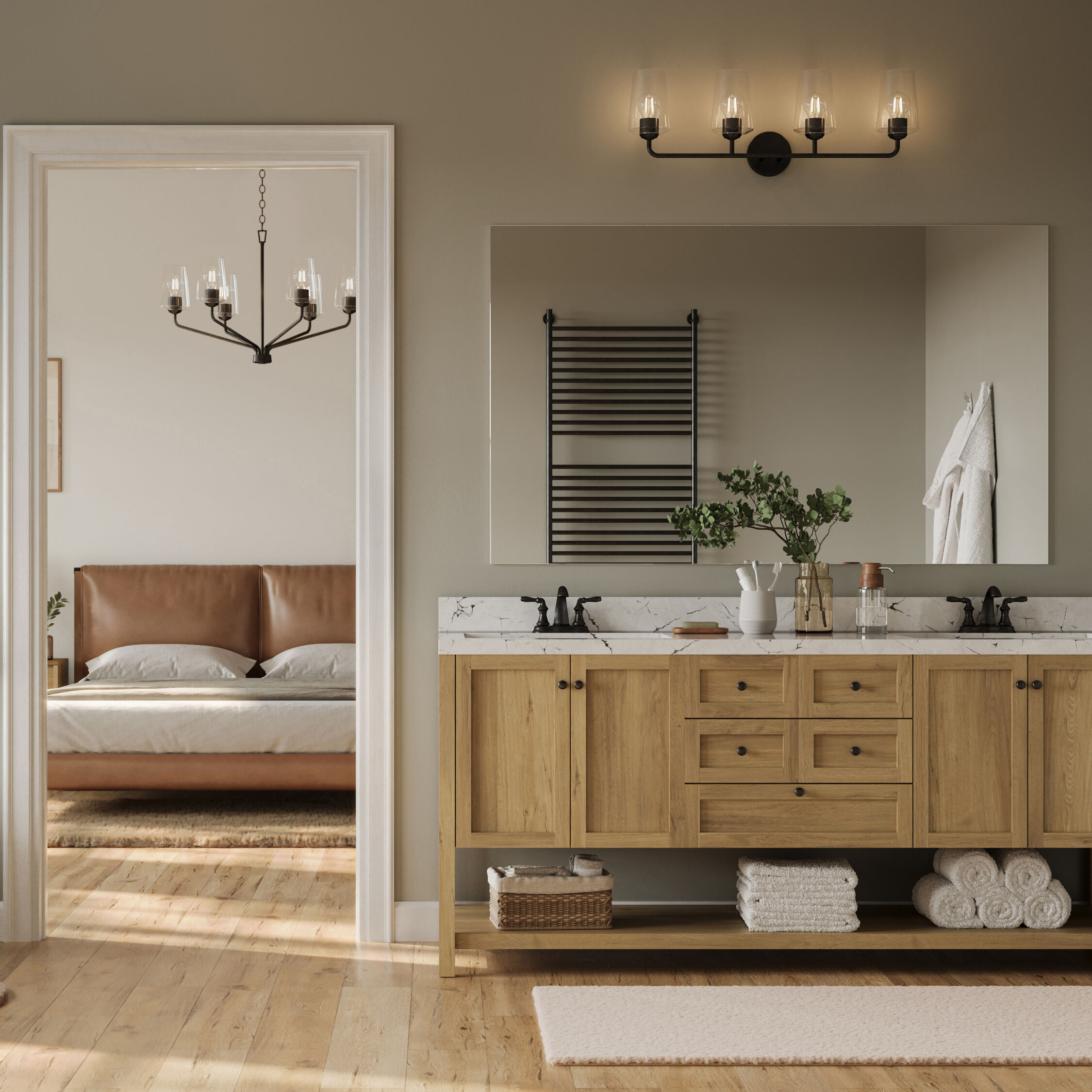 Celino 4 Light 32.5 inch Black Vanity Light Wall Light