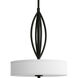 Calven 3 Light 19 inch Forged Black Pendant Ceiling Light in Opal Linen