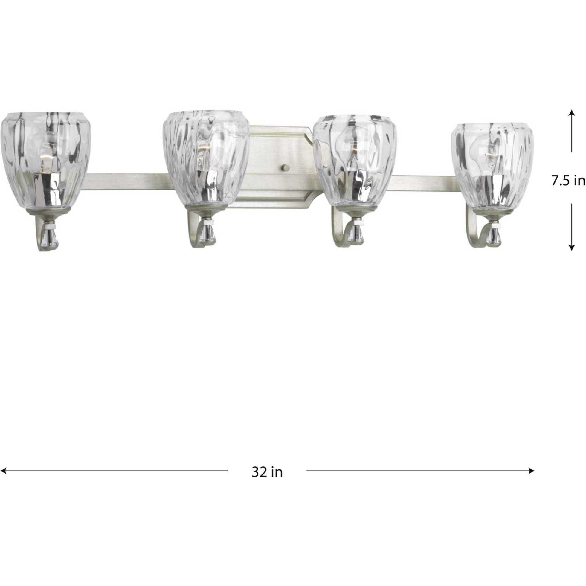 Anjoux 4 Light 32 inch Silver Ridge Bath Vanity Wall Light