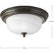 Dome Glass CTC 2 Light 13.25 inch Antique Bronze Flush Mount Ceiling Light in Alabaster Glass