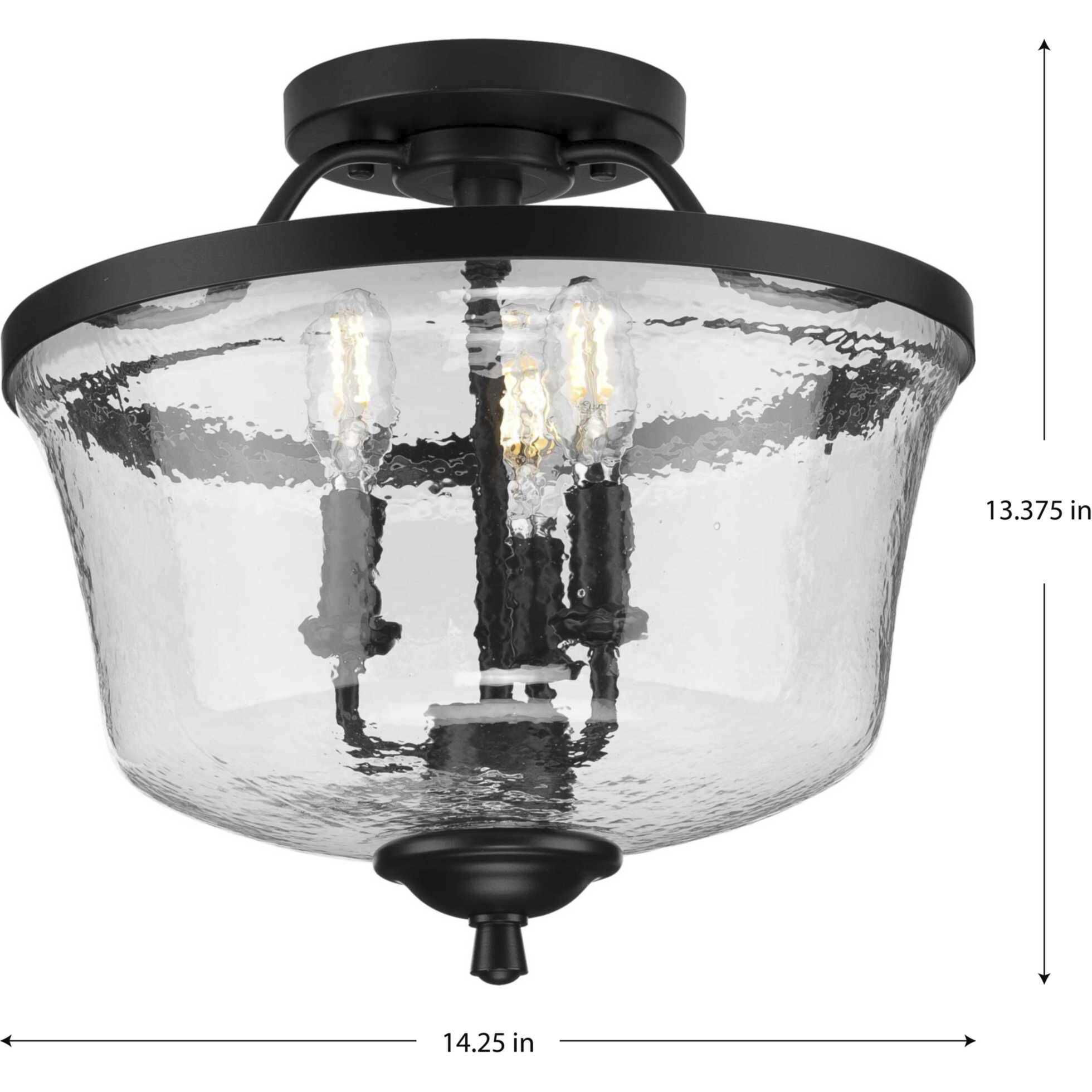 Bowman 3 Light 14 inch Matte Black Semi-Flush Mount Convertible Ceiling Light